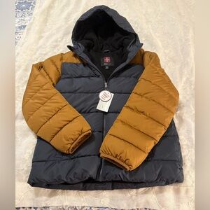 Swiss Tech Youth boy’s Two-Tone Puffer Jacket in Navy & Mustard , Sz 18 , NWT!